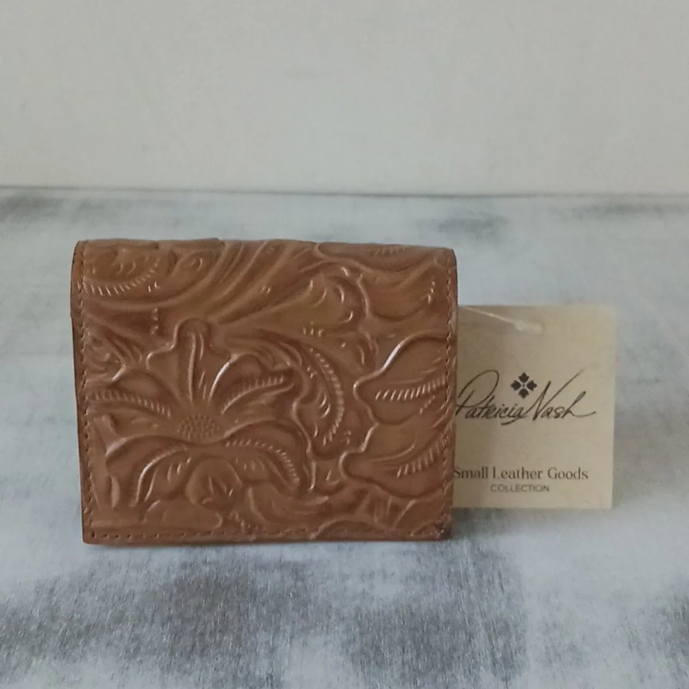 Patricia NASH Brown Leather Small Wallet Tooled Clara Biscuit